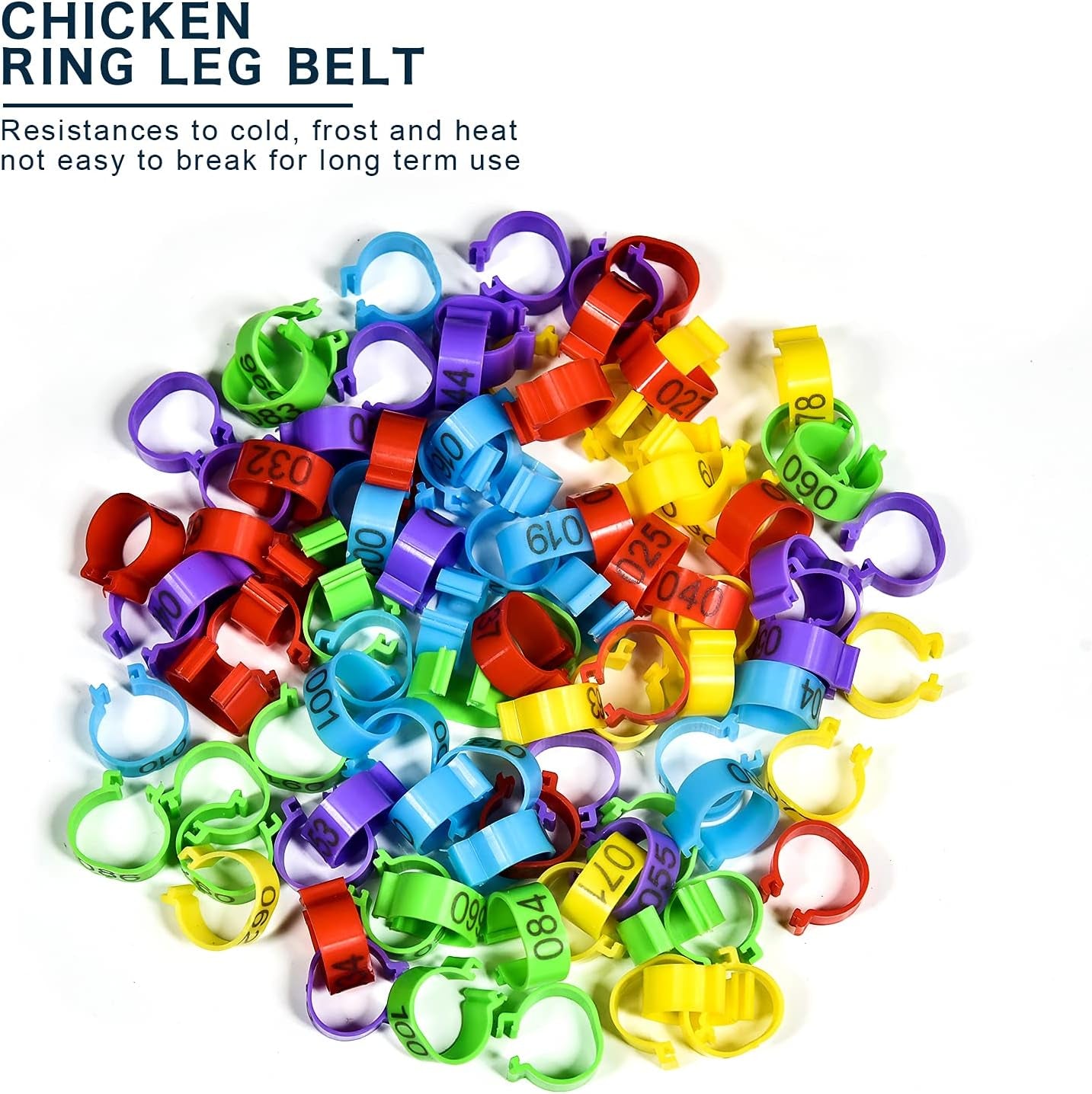 100 Pieces Chicken Bird Leg Rings, Multiple Colour Numbered Chicken Birds Identification Leg Bands Poultry Leg Bands Clip-On Leg Rings for Pigeons Quail Chicken Goose Gamefowl Turkey