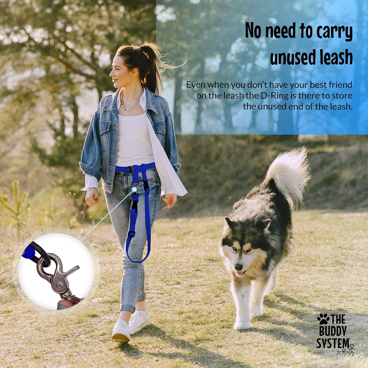 Hands Free Dog Leash, Adjustable Leash for Running, Jogging, Training and Service Dogs, Great for Small, Medium and Large Dogs, Made in USA (Royal Blue, Large Belt (27