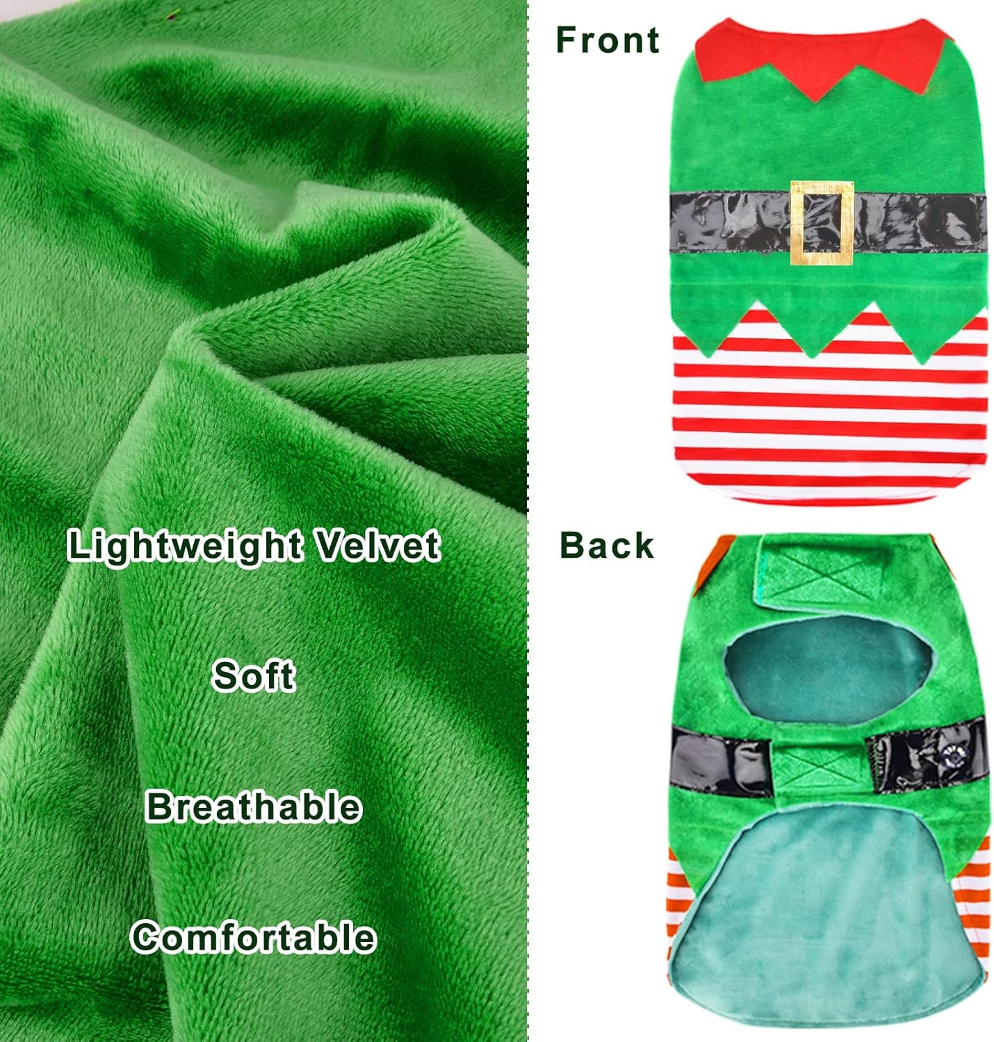 Christmas Dog Pajamas, Winter Warm Cute Holiday Theme Dog Onesie Jumpsuit Stretchy Doggie Sweater Puppy Clothes Outift Xmas Tiny Pet PJS for Small Dogs Cat Apparel (Green, X-Large)