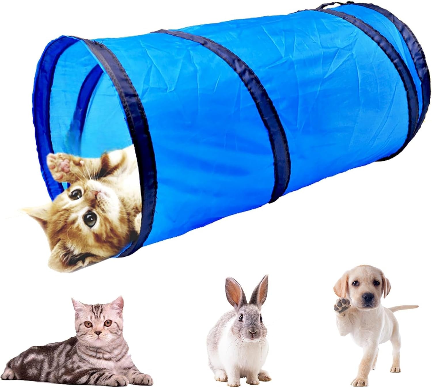 Cat Tunnel for Indoor Cats Interactive, Rabbit Tunnel Toys, Pet Toys Play Tunnels for Cats Kittens Rabbits Puppies Crinkle Collapsible Pop up Black 20