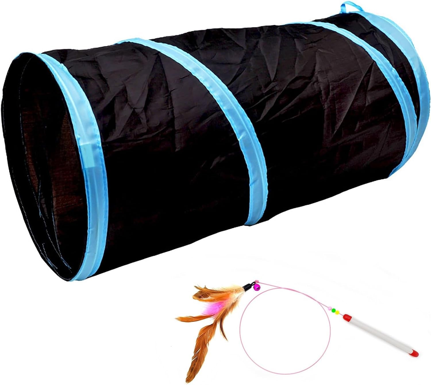 Cat Tunnel for Indoor Cats Interactive, Rabbit Tunnel Toys, Pet Toys Play Tunnels for Cats Kittens Rabbits Puppies Crinkle Collapsible Pop up Black 20