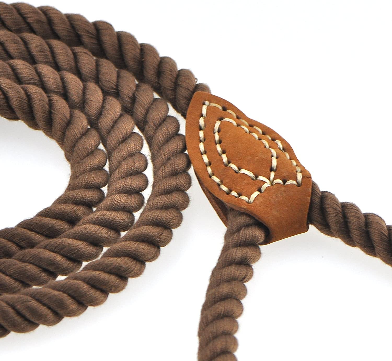 Dog Leash, Braided Cotton Rope Leashes with Leather Tip - Heavy Duty Metal Clasp, 4FT, 1/2
