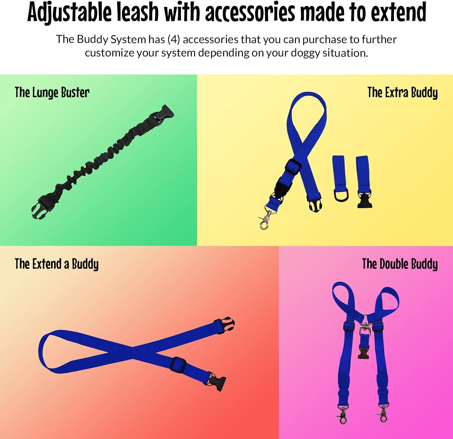 Hands Free Dog Leash, Adjustable Leash for Running, Jogging, Training and Service Dogs, Great for Small, Medium and Large Dogs, Made in USA (Royal Blue, Large Belt (27