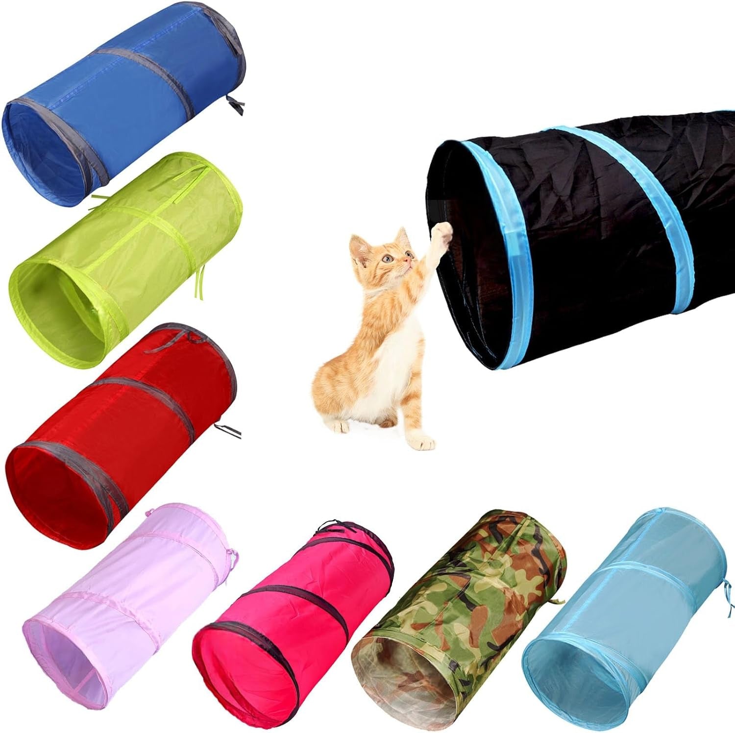 Cat Tunnel for Indoor Cats Interactive, Rabbit Tunnel Toys, Pet Toys Play Tunnels for Cats Kittens Rabbits Puppies Crinkle Collapsible Pop up Black 20