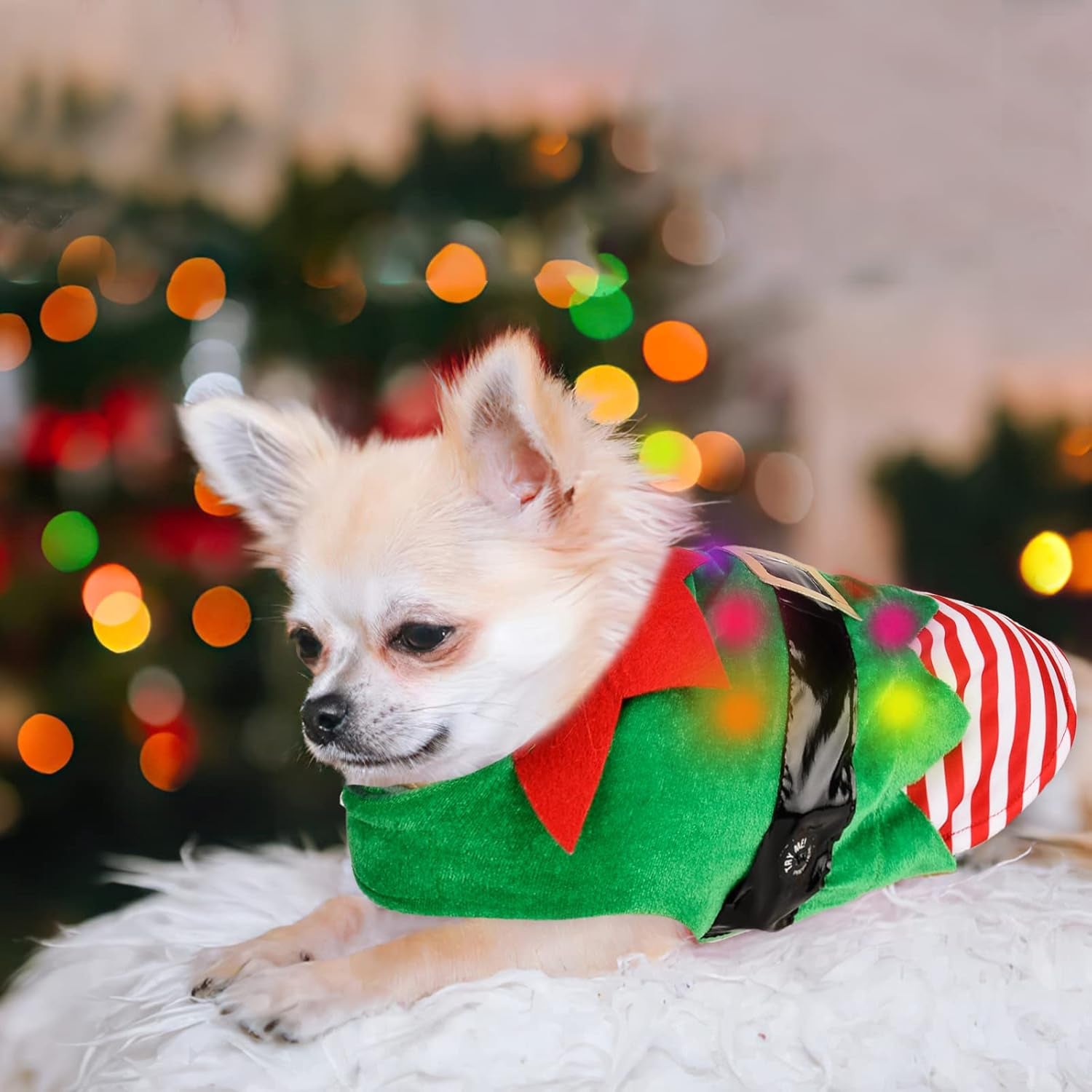 Christmas Dog Pajamas, Winter Warm Cute Holiday Theme Dog Onesie Jumpsuit Stretchy Doggie Sweater Puppy Clothes Outift Xmas Tiny Pet PJS for Small Dogs Cat Apparel (Green, X-Large)