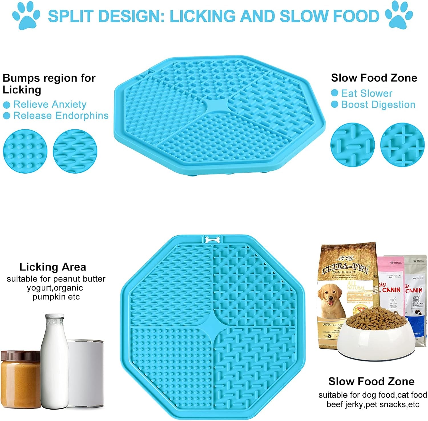 Licking Mat for Dogs and Cats, Premium Lick Mats with Suction Cups for Dog Anxiety Relief, Cat Lick Pad for Boredom Reducer, Dog Treat Mat Perfect for Bathing Grooming Etc.